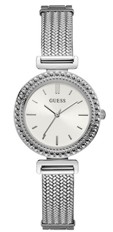 Guess Quartz Silver Dial Silver Mesh Bracelet Watch For Women - W1152L1