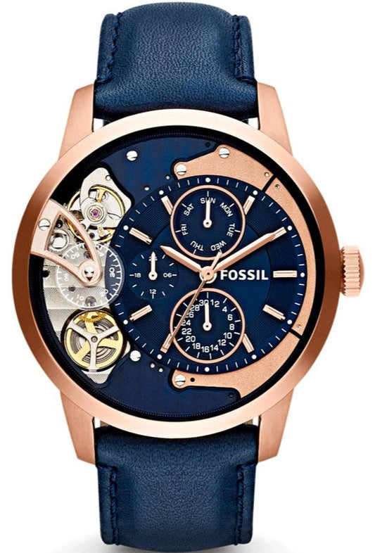 Fossil Townsman Twist Blue Dial Blue Leather Strap Watch for Men -  ME1138