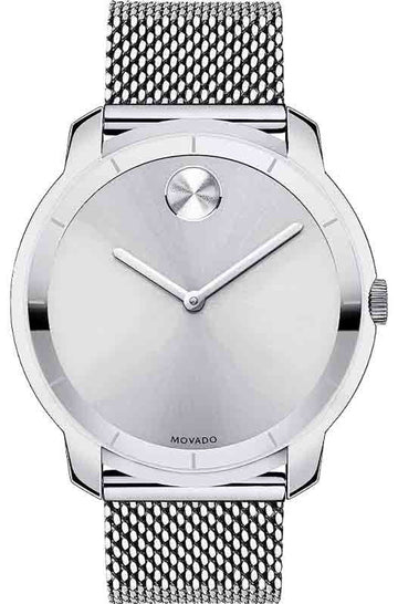 Movado Bold Silver Dial Silver Mesh Bracelet Watch For Men - 3600260