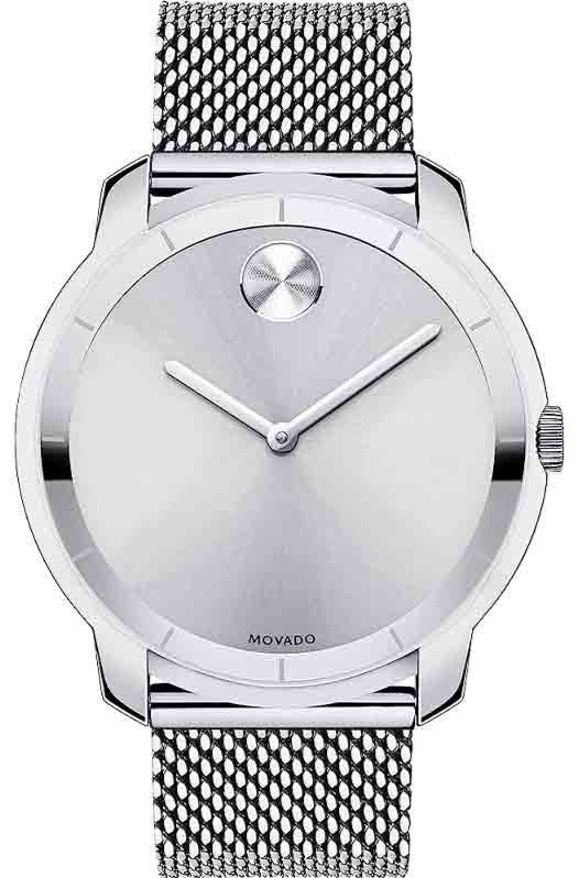 Movado Bold Silver Dial Silver Mesh Bracelet Watch For Men - 3600260