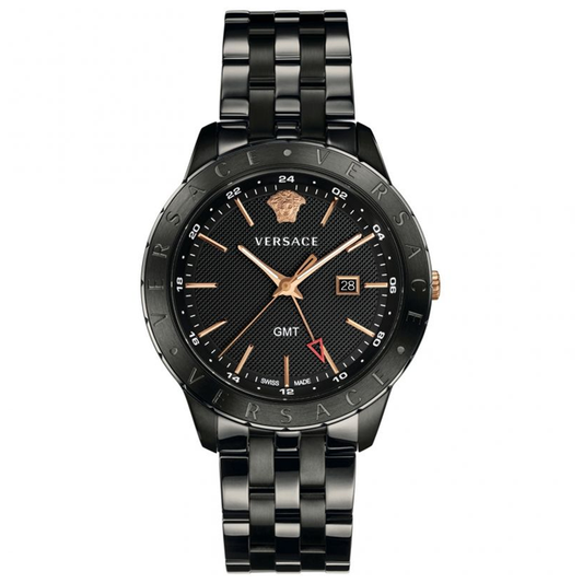 Versace Univers Quartz Black Dial Black Steel Strap Watch for Men - VEBK00618