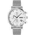 Hugo Boss Skymaster White Dial Silver Mesh Bracelet Watch for Men - 1513933