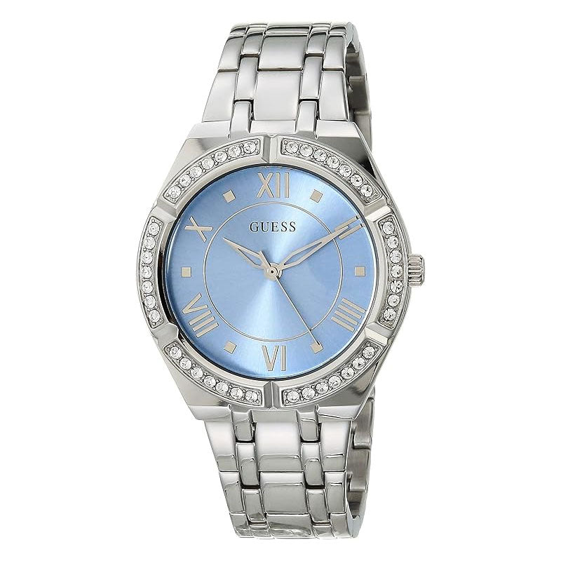 Guess Cosmo Diamonds Blue Dial Silver Steel Strap Watch for Women - GW0033L5