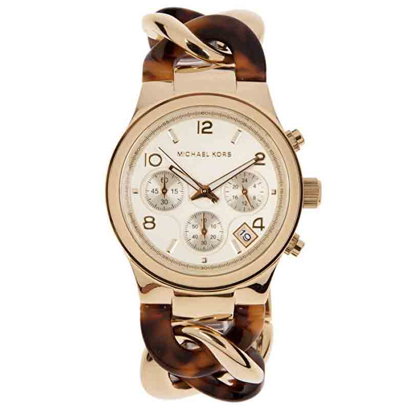 Michael Kors Runway Gold Dial Two Tone Steel Strap Watch for Women - MK4222