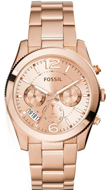 Fossil Boyfriend Multifunction Rose Gold Dial Rose Gold Steel Strap Watch for Women - ES3885