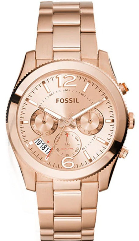 Fossil Boyfriend Multifunction Rose Gold Dial Rose Gold Steel Strap Watch for Women - ES3885