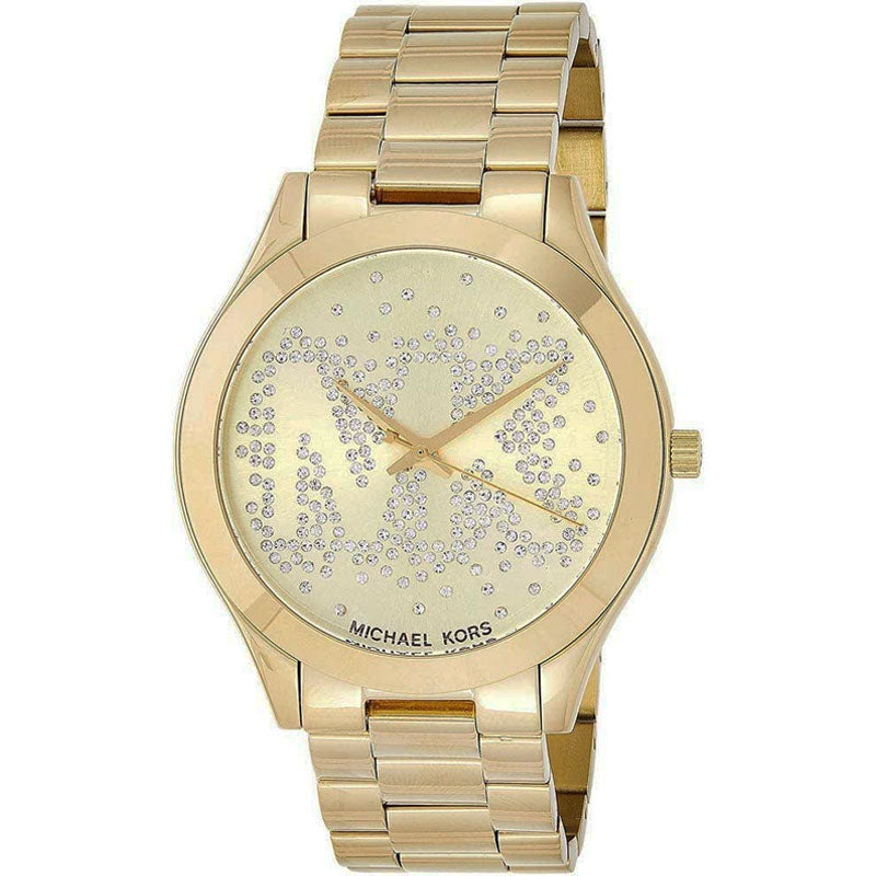 Michael Kors Slim Runway Gold Dial Gold Steel Strap Watch for Women - MK3590