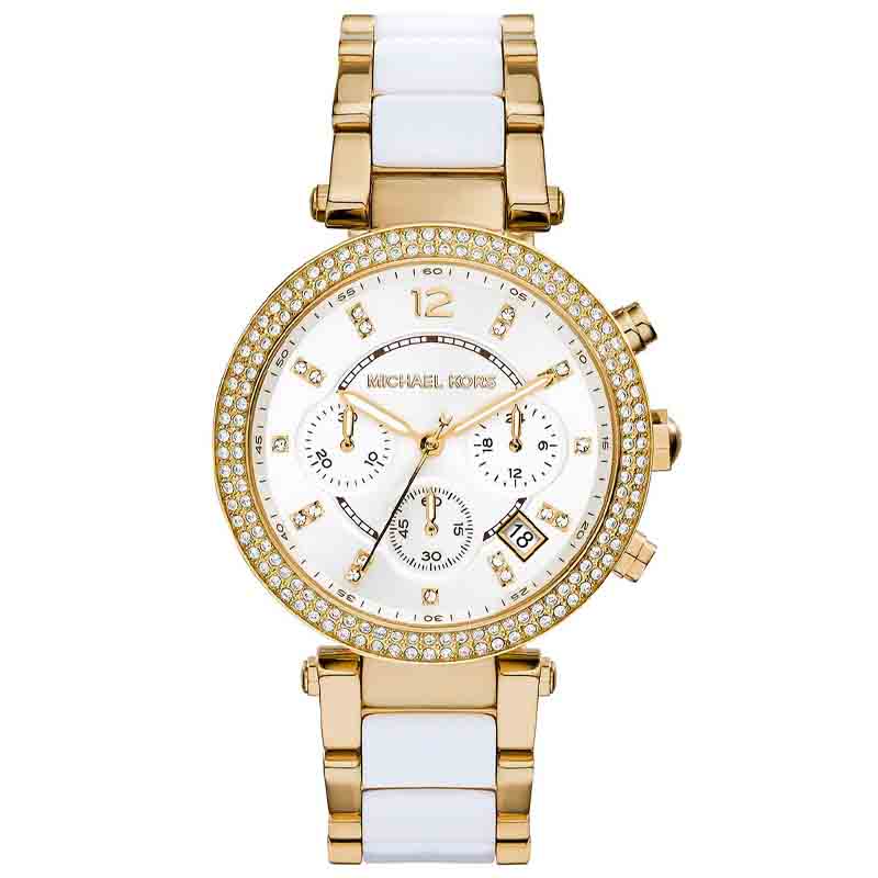 Michael Kors Parker White Dial Two Tone Steel Strap Watch for Women - MK6119