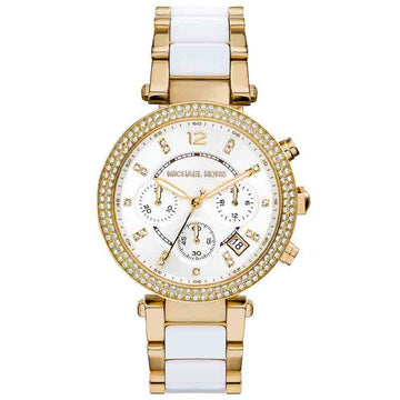 Michael Kors Parker White Dial Two Tone Steel Strap Watch for Women - MK6119