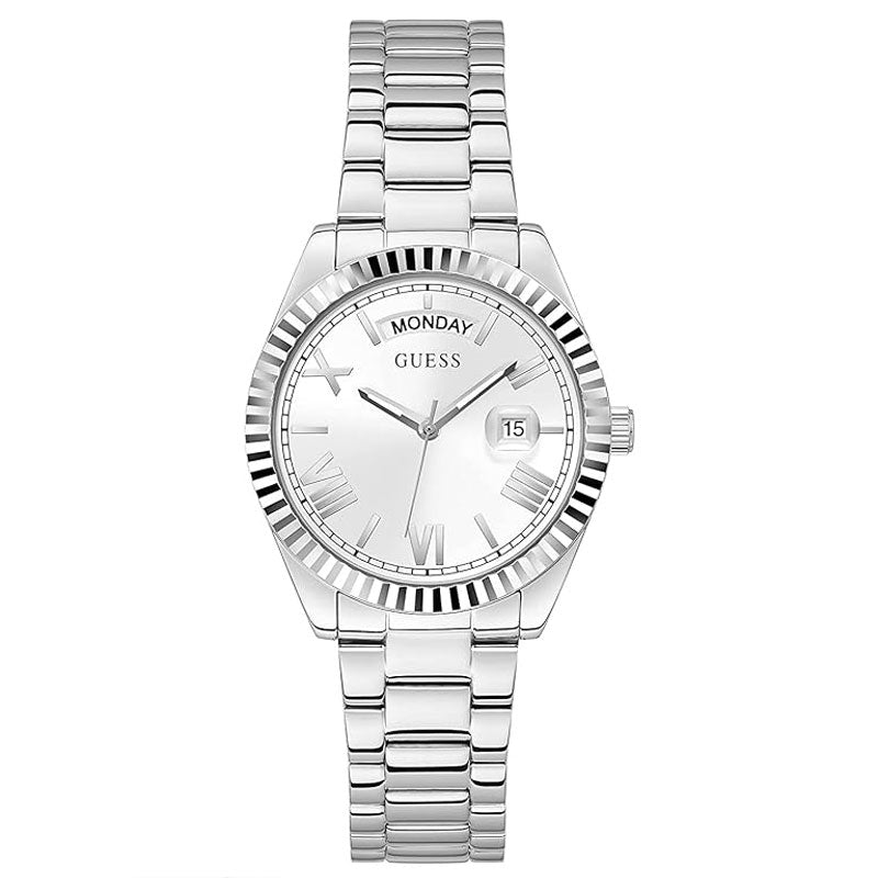 Guess Luna Silver Dial Silver Steel Strap Watch for Women - GW0308L1