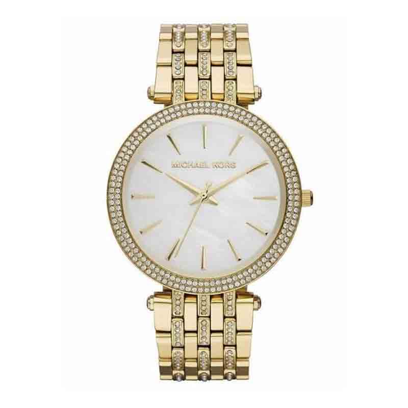 Michael Kors Darci Mother of Pearl Dial Gold Steel Strap Watch for Women - MK3219