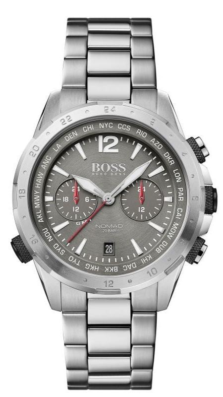 Hugo Boss Nomad Chronograph Grey Dial Silver Steel Strap Watch for Men - 1513774