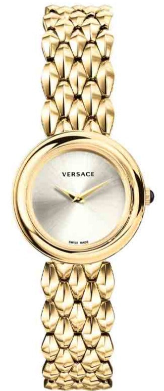 Versace V-Flare Quartz Silver Dial Gold Steel Strap Watch for Women - VEBN00718