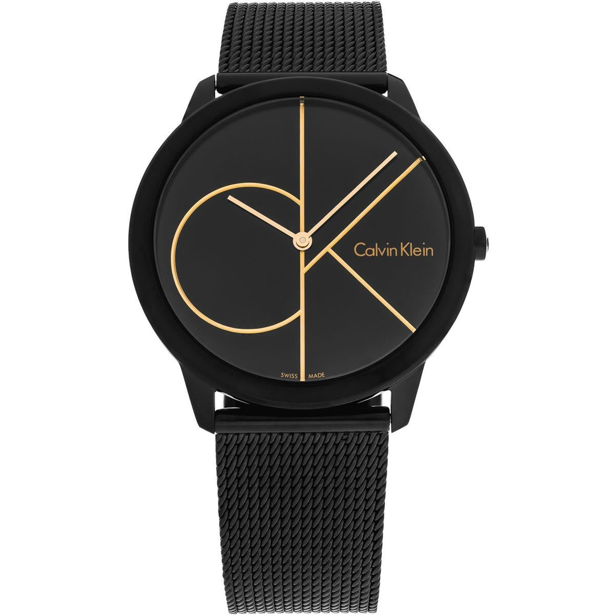 Calvin Klein Minimal Black Dial Black Mesh Bracelet Watch for Men - K3M214X1