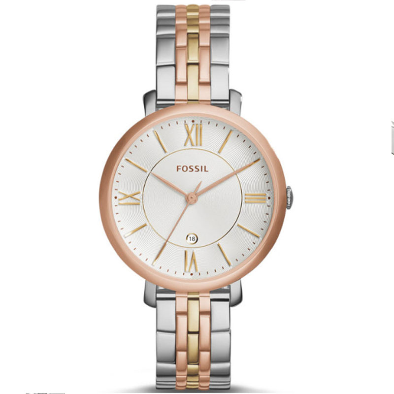 Fossil Jacqueline White Dial Two Tone Steel Strap Watch for Women - ES3844