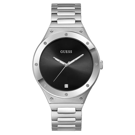 Guess Scope Black Dial Silver Steel Strap Watch for Men - GW0427G1