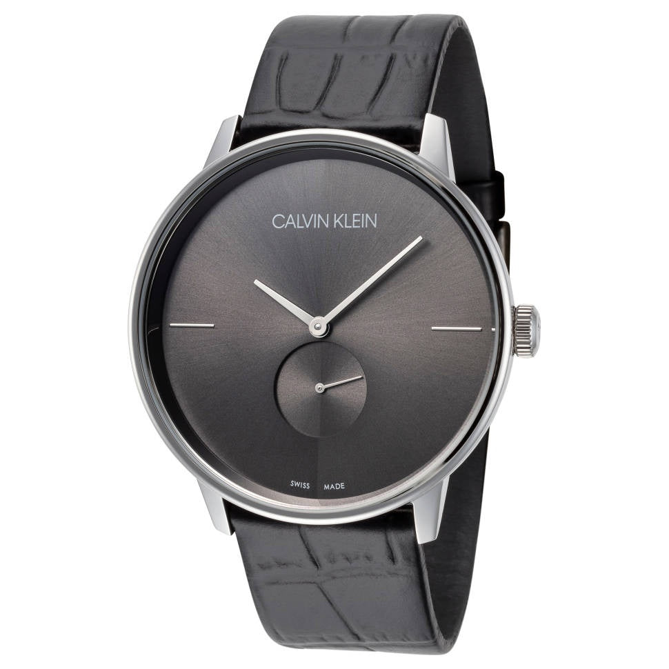 Calvin Klein Accent Black Dial Black Leather Strap Watch for Men - K2Y211C3