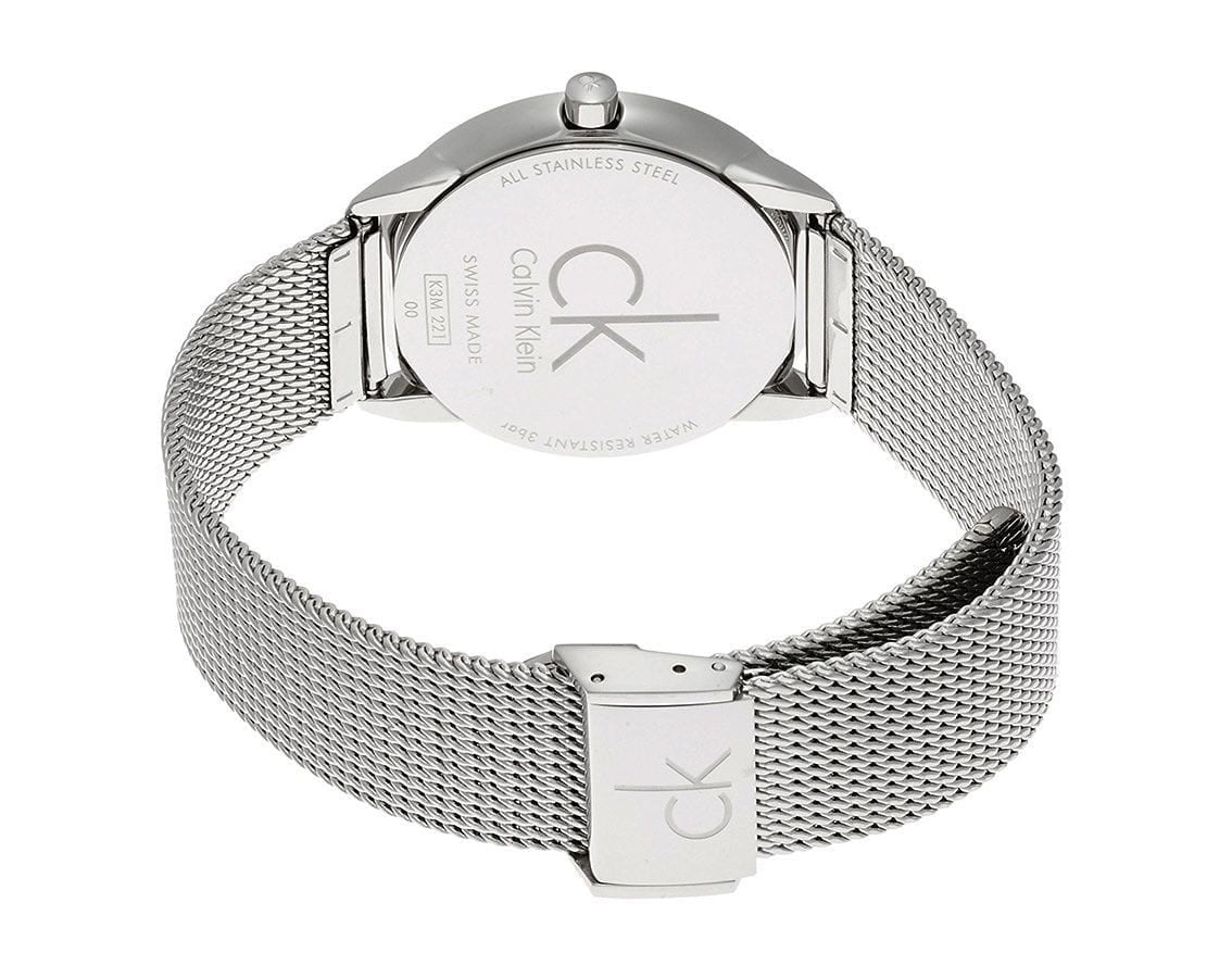 Calvin Klein Minimal Blue Dial Silver Mesh Bracelet Watch for Women - K3M2212N