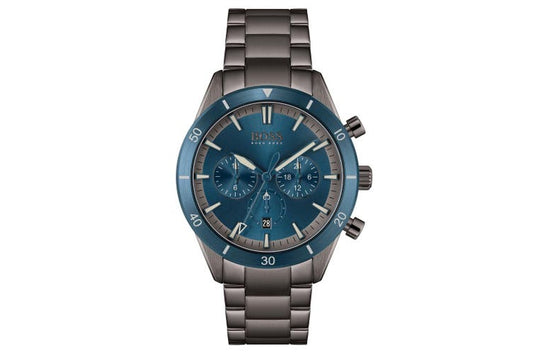 Hugo Boss Santiago Blue Dial Grey Steel Strap Watch for Men - 1513863