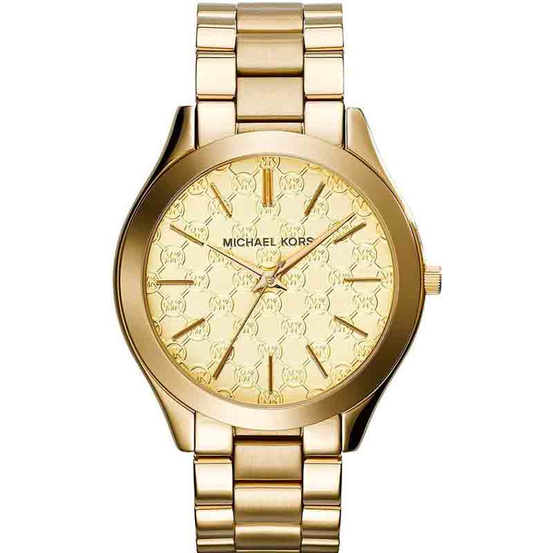 Michael Kors Slim Runway Gold Dial Gold Steel Strap Watch for Women - MK3335