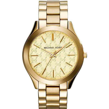 Michael Kors Slim Runway Gold Dial Gold Steel Strap Watch for Women - MK3335