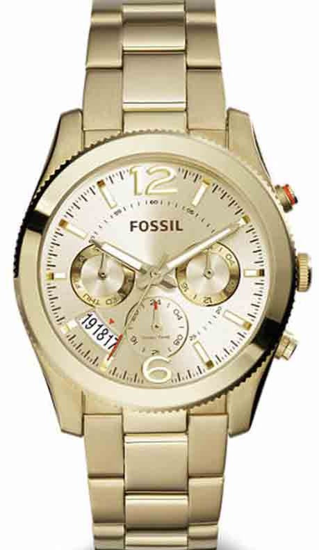 Fossil Boyfriend Gold Dial Gold Steel Strap Watch for Women - ES3884