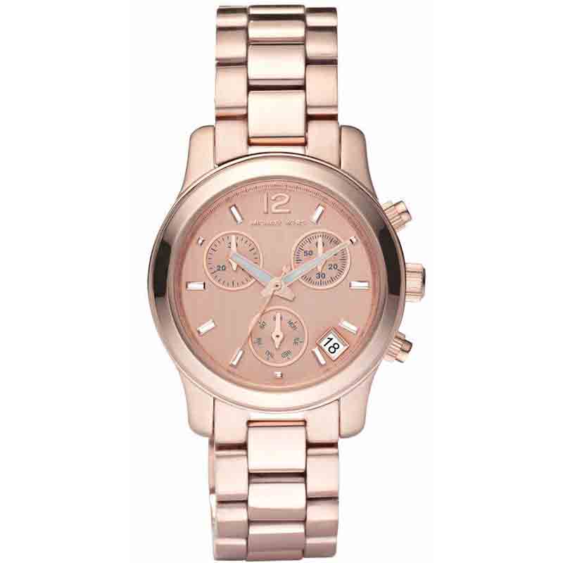 Michael Kors Runway Chronograph Rose Gold Dial Rose Gold Steel Strap Watch for Women - MK5430