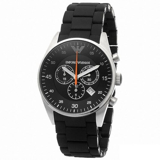 Emporio Armani Sportivo Chronograph Black Dial Black Strap Watch For Men - AR5858