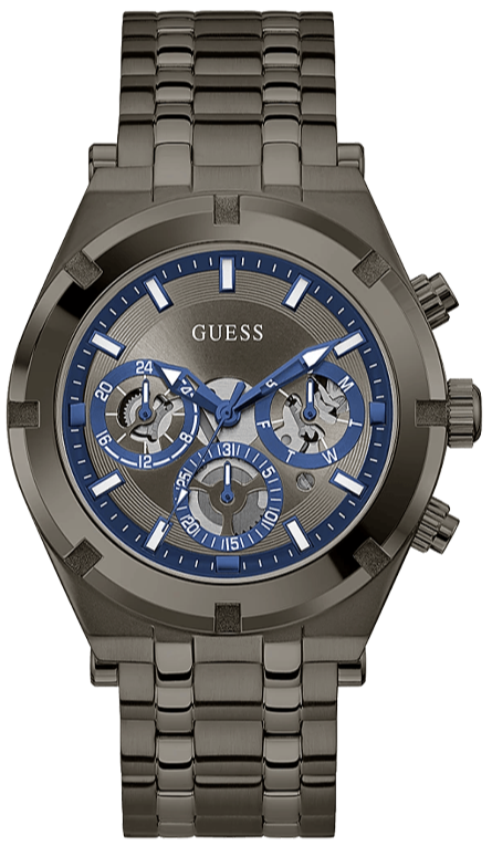 Guess Continental Grey Dial Grey Steel Strap Watch for Men - GW0260G3