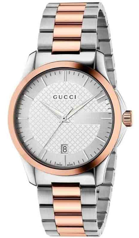 Gucci G Timeless Quartz Silver Dial Two Tone Steel Strap Watch For Men - YA126447