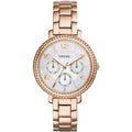 Fossil Jacqueline Multi Function Mother of Pearl Dial Rose Gold Steel Strap Watch for Women - ES3757