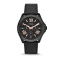 Fossil Cecile Multifunction Black Dial Black Leather Strap Watch for Men - AM4523