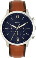 Fossil Neutra Chronograph Blue Dial Brown Leather Strap Watch for Men - FS5453