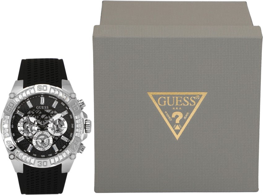 Guess Trophy Multifunction Black Dial Black Rubber Strap Watch for Men - GW0333G1