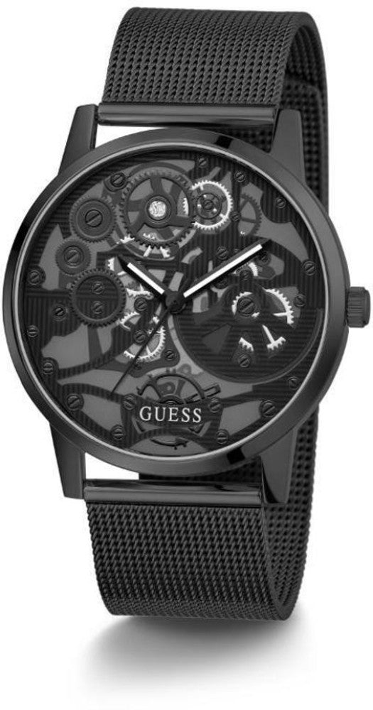 Guess Gadget Black Dial Black Mesh Bracelet Watch for Men - GW0538G3