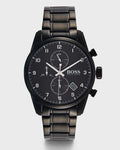 Hugo Boss Skymaster Chronograph Black Dial Black Steel Strap Watch for Men - 1513785