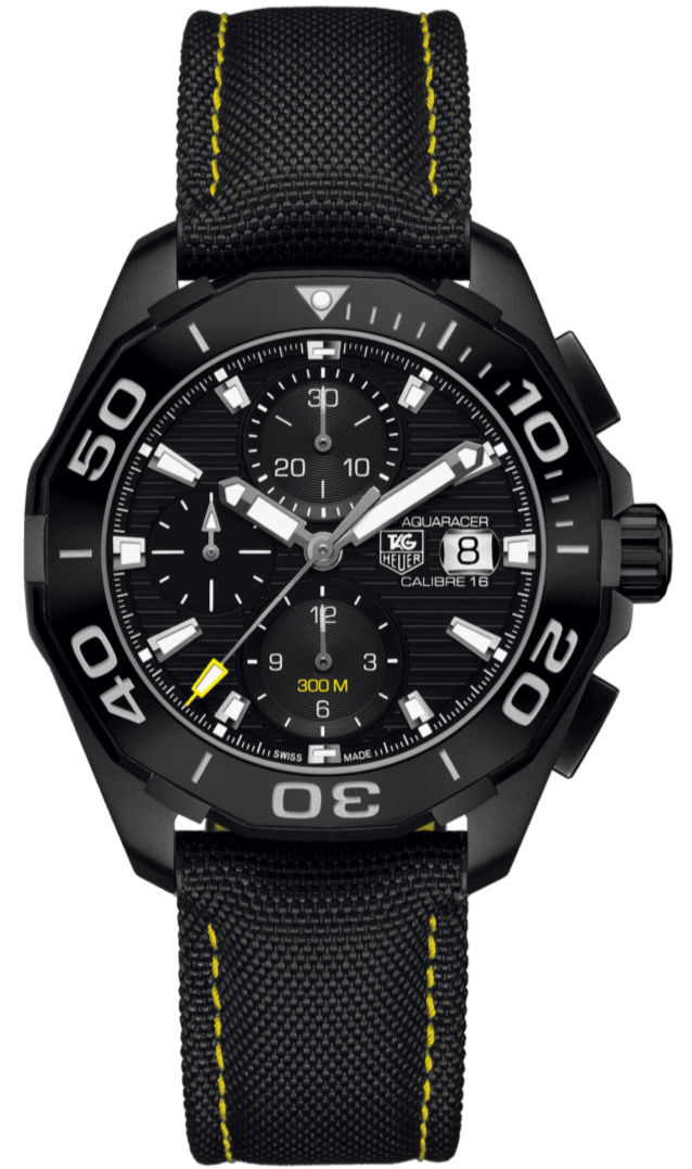 Tag Heuer Aquaracer Chronograph Black Dial Black Nylon Strap Watch for Men - CAY218A.FC6361