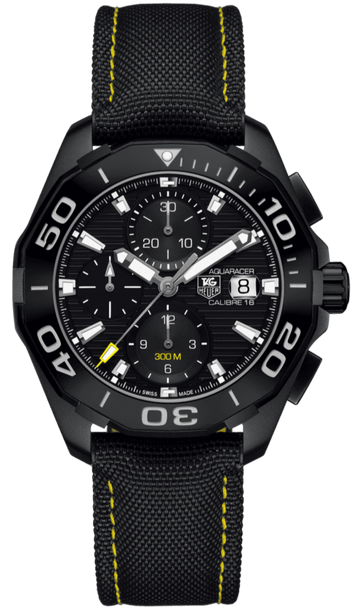 Tag Heuer Aquaracer Chronograph Black Dial Black Nylon Strap Watch for Men - CAY218A.FC6361