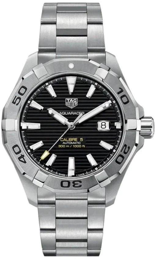 Tag Heuer Aquaracer Automatic Black Dial Silver Steel Strap Watch for Men - WAY2010.BA0927