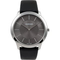 Calvin Klein Minimal Black Dial Black Leather Strap Watch for Men - K3M211C4