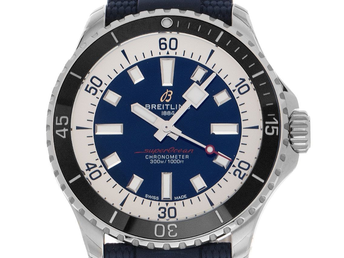 Breitling Superocean Automatic 44 Blue Dial Blue Rubber Strap Watch for Men - A17376211C1S1