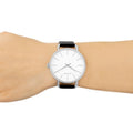 Calvin Klein Even White Dial Black Leather Strap Watch for Women - K7B211C6