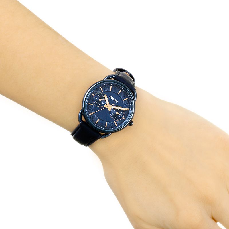 Fossil Tailor Blue Dial Blue Leather Strap Watch for Women - ES4092