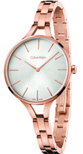 Calvin Klein Graphic Silver Dial Rose Gold Steel Strap Watch for Women - K7E23646