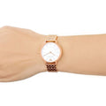 Emporio Armani Kappa Analog Mother of Pearl Dial Rose Gold Steel Strap Watch For Women - AR11006