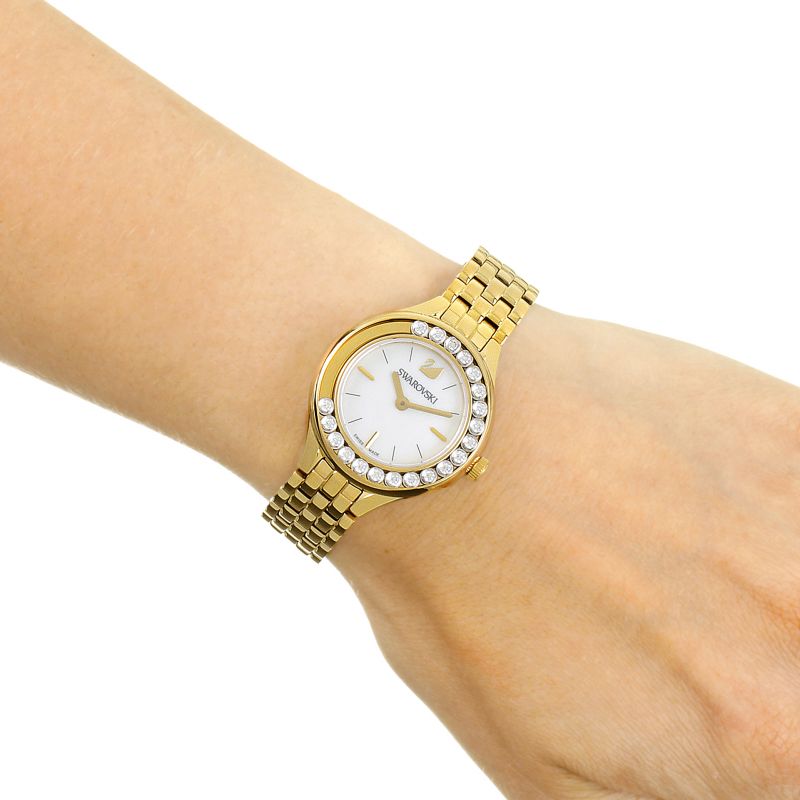 Swarovski Lovely Crystals White Dial Gold Steel Strap Watch for Women - 5242895