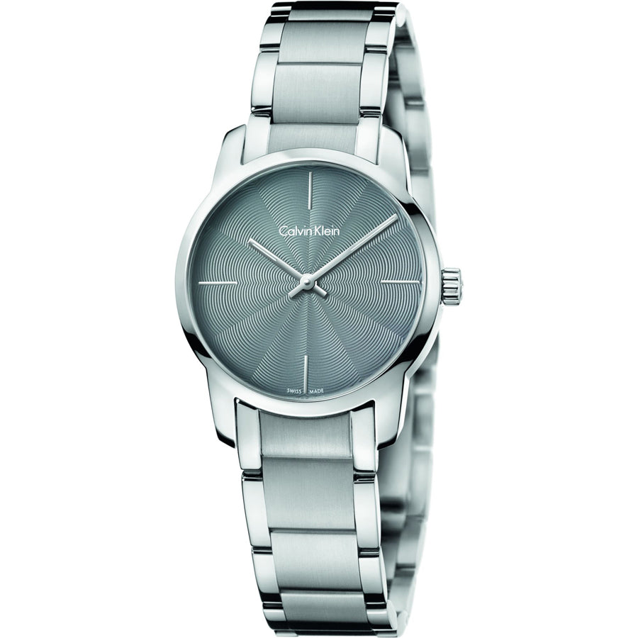 Calvin Klein City Grey Dial Silver Steel Strap Watch for Women - K2G23144