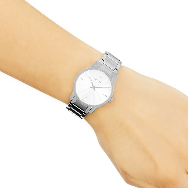 Calvin Klein City White Dial Silver Steel Strap Watch for Women - K2G23146