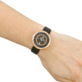 Swarovski Crystalline Pure Black Dial Black Leather Strap Watch for Women - 5275043