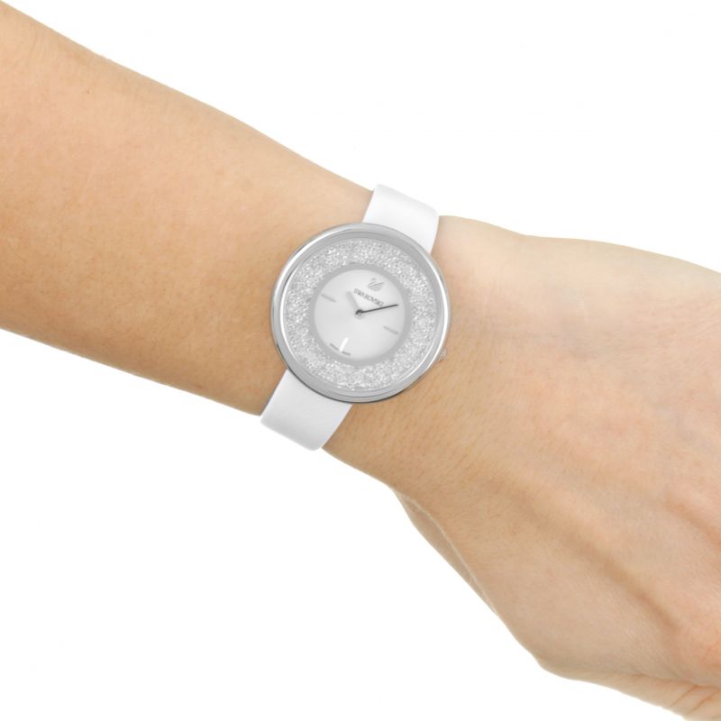 Swarovski Crystalline Pure White Dial White Leather Strap Watch for Women - 5275046